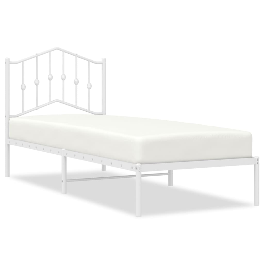 vidaXL Metal Bed Frame without Mattress with Headboard White 90x190cm 2