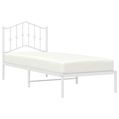vidaXL Metal Bed Frame without Mattress with Headboard White 90x190cm 3