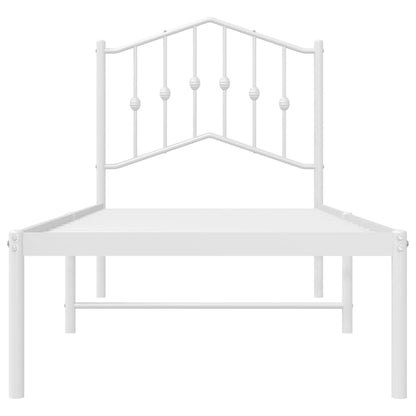 vidaXL Metal Bed Frame without Mattress with Headboard White 90x190cm 5