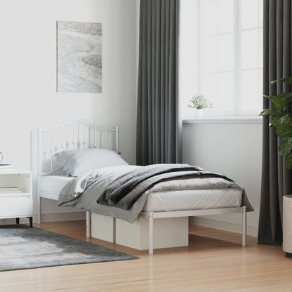 vidaXL Metal Bed Frame without Mattress with Headboard White 90x190cm 1