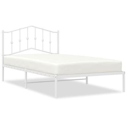 vidaXL Metal Bed Frame without Mattress with Headboard White 100x200cm 2
