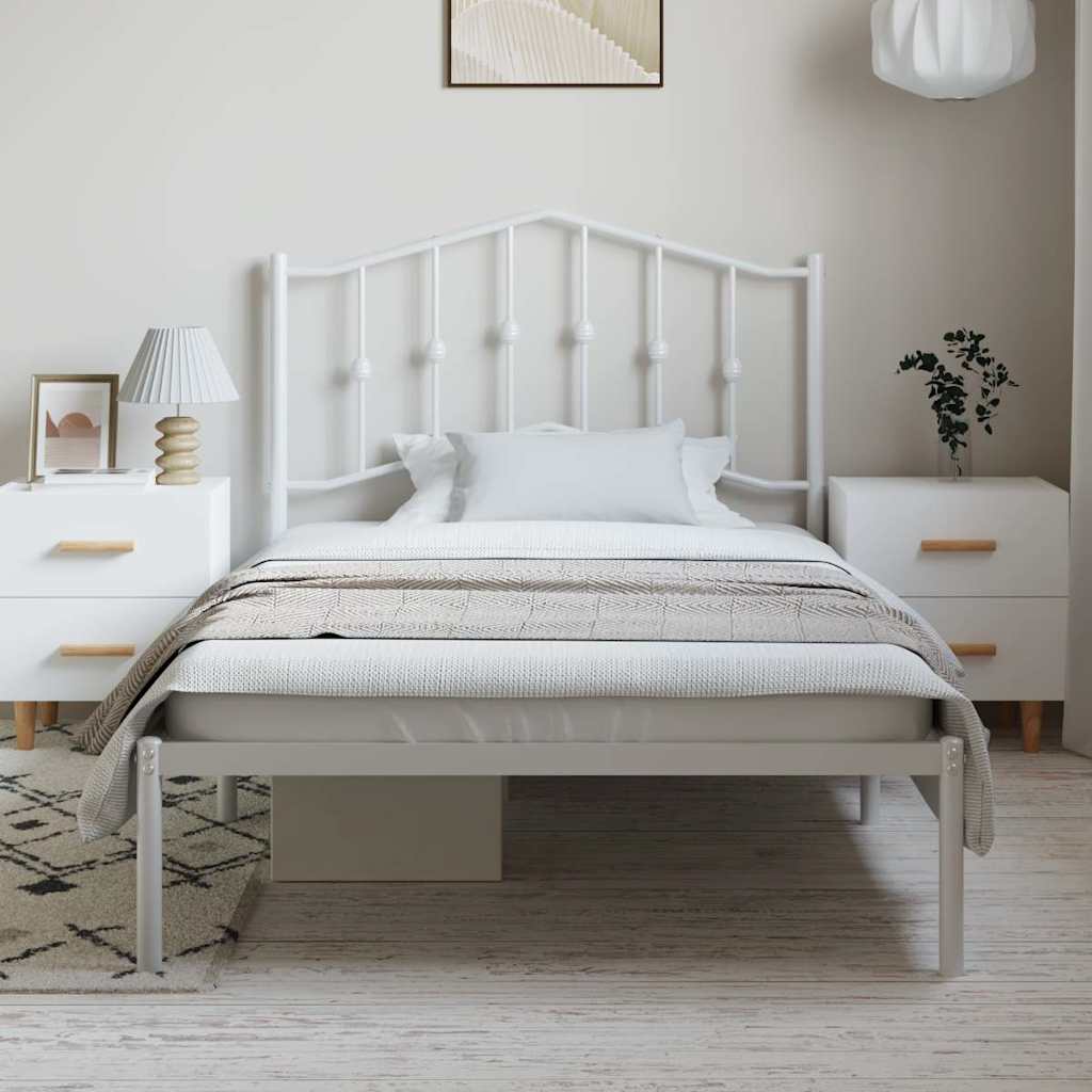 vidaXL Metal Bed Frame without Mattress with Headboard White 100x200cm 3