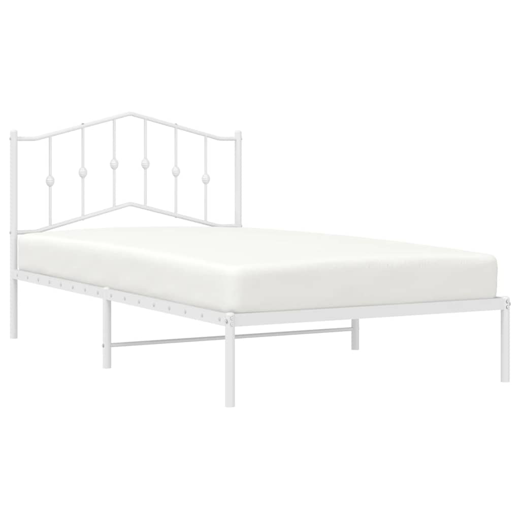 vidaXL Metal Bed Frame without Mattress with Headboard White 100x200cm 4