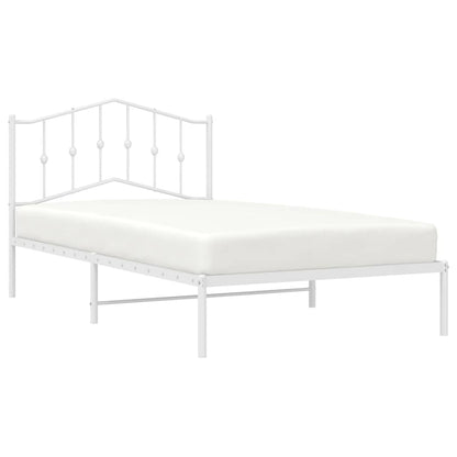 vidaXL Metal Bed Frame without Mattress with Headboard White 100x200cm 4