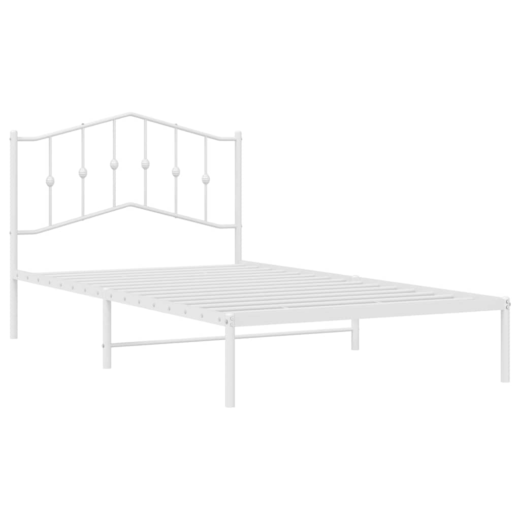 vidaXL Metal Bed Frame without Mattress with Headboard White 100x200cm 5