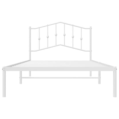vidaXL Metal Bed Frame without Mattress with Headboard White 100x200cm 6