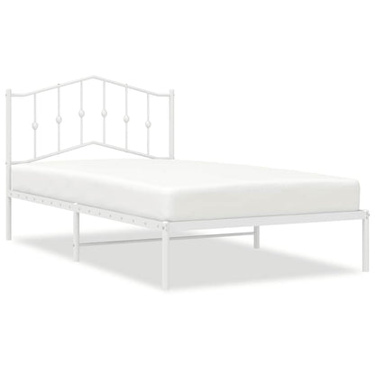 vidaXL Metal Bed Frame without Mattress with Headboard White 107x203cm 2