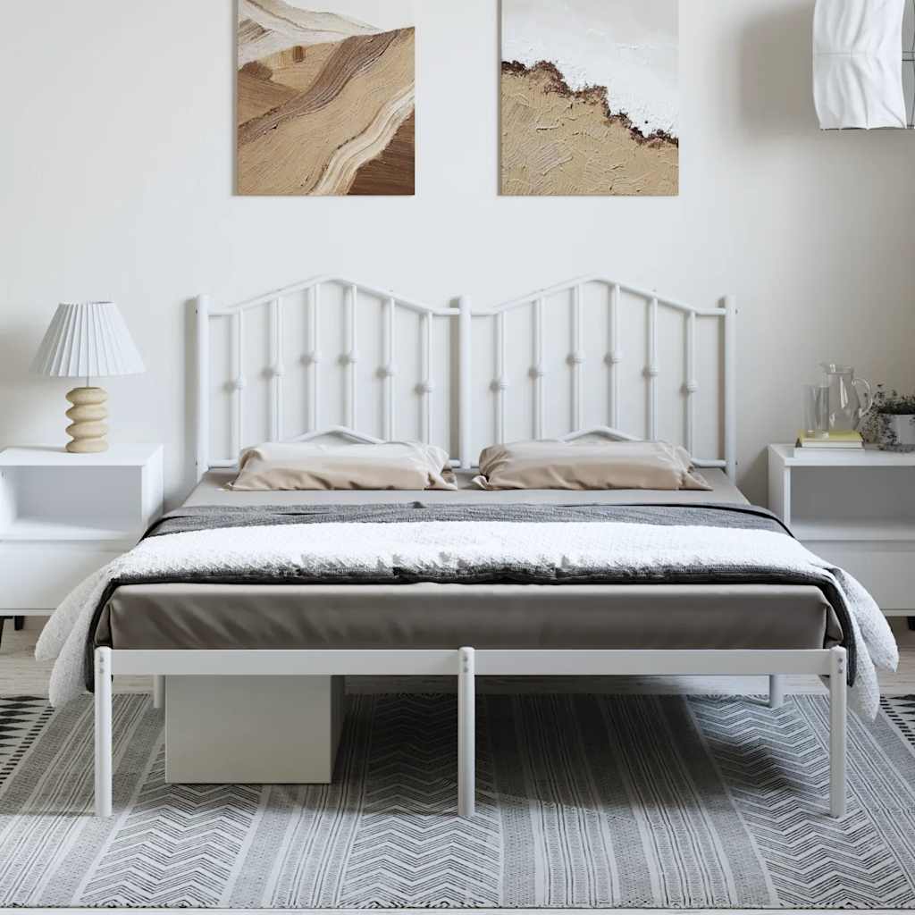 vidaXL Bed Frame | White | Steel | 135x190 cm | Bed Frame | Rectangular 3