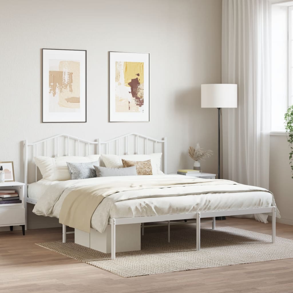 vidaXL Metal Bed Frame without Mattress With headboard White