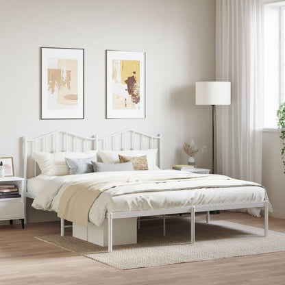 vidaXL Metal Bed Frame without Mattress With headboard White