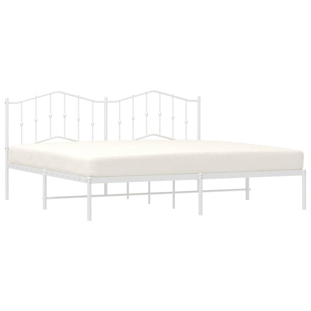 vidaXL Bed Frame | White | Steel | 193x203 cm | Bed Frame | Rectangular 4