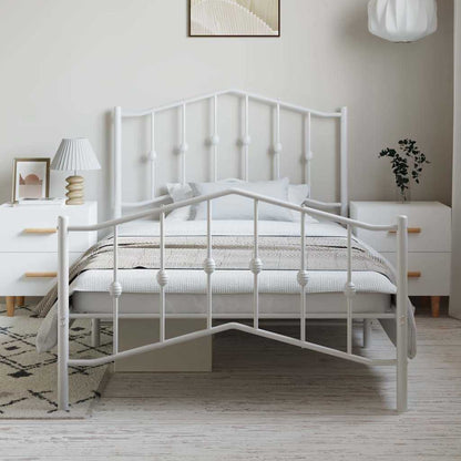 vidaXL Metal Bed Frame without Mattress with Footboard White 100x200cm 3