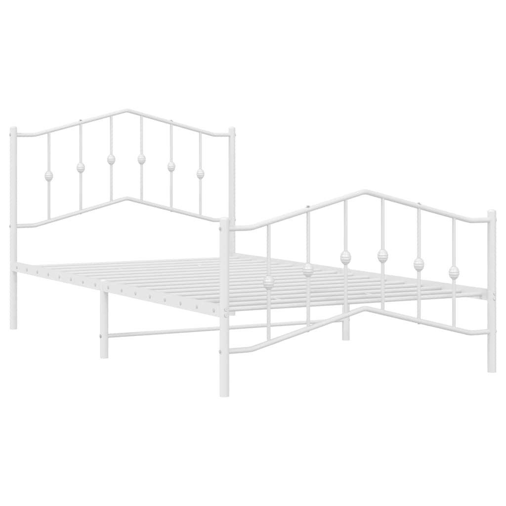 vidaXL Metal Bed Frame without Mattress with Footboard White 100x200cm 5