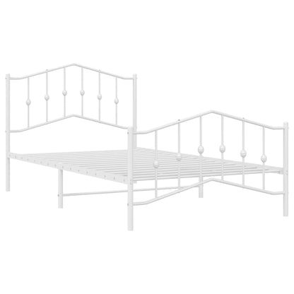 vidaXL Metal Bed Frame without Mattress with Footboard White 100x200cm 5