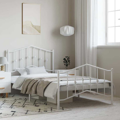 vidaXL Metal Bed Frame without Mattress with Footboard White 100x200cm 1