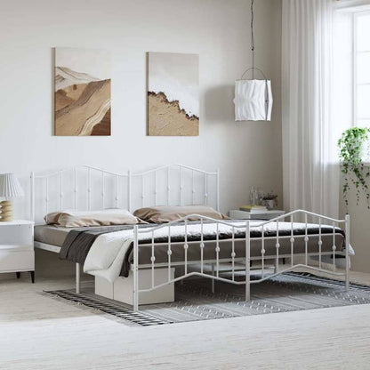Metal Bed Frame without Mattress Footboard Headboard White