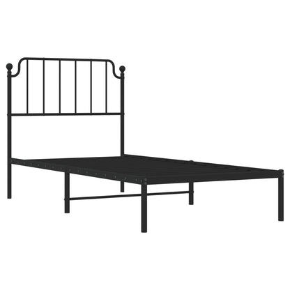 vidaXL Metal Bed Frame without Mattress with Headboard Black 90x200cm 4
