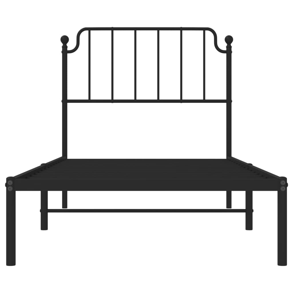 vidaXL Metal Bed Frame without Mattress with Headboard Black 90x200cm 5