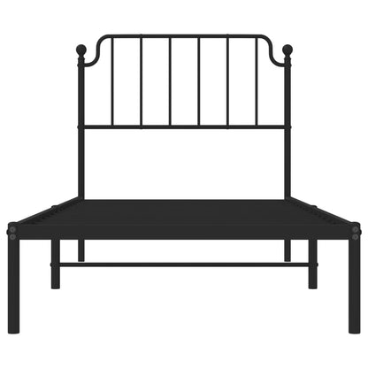 vidaXL Metal Bed Frame without Mattress with Headboard Black 90x200cm 5