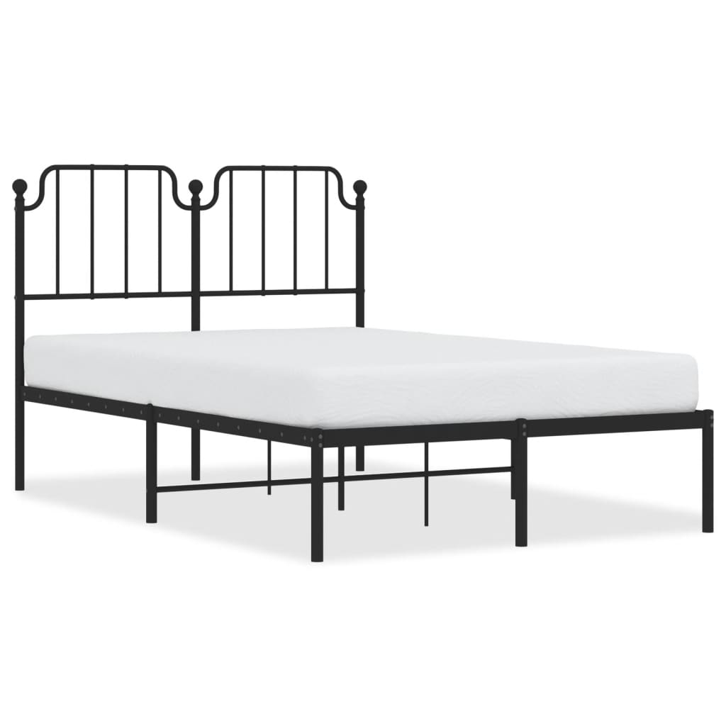 vidaXL Metal Bed Frame without Mattress with Headboard Black 120x190cm 2