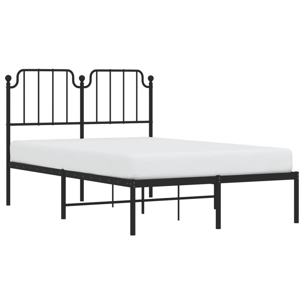vidaXL Metal Bed Frame without Mattress with Headboard Black 120x190cm 3