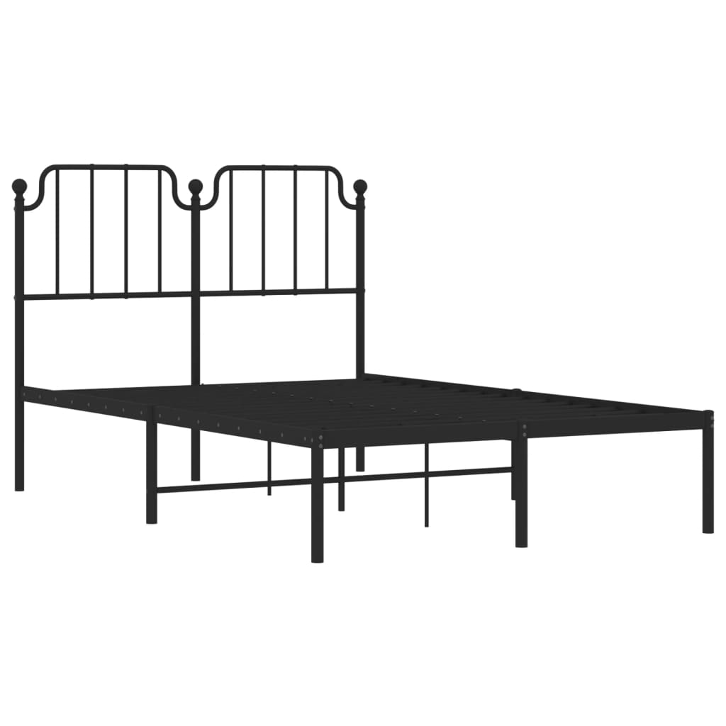 vidaXL Metal Bed Frame without Mattress with Headboard Black 120x190cm 4