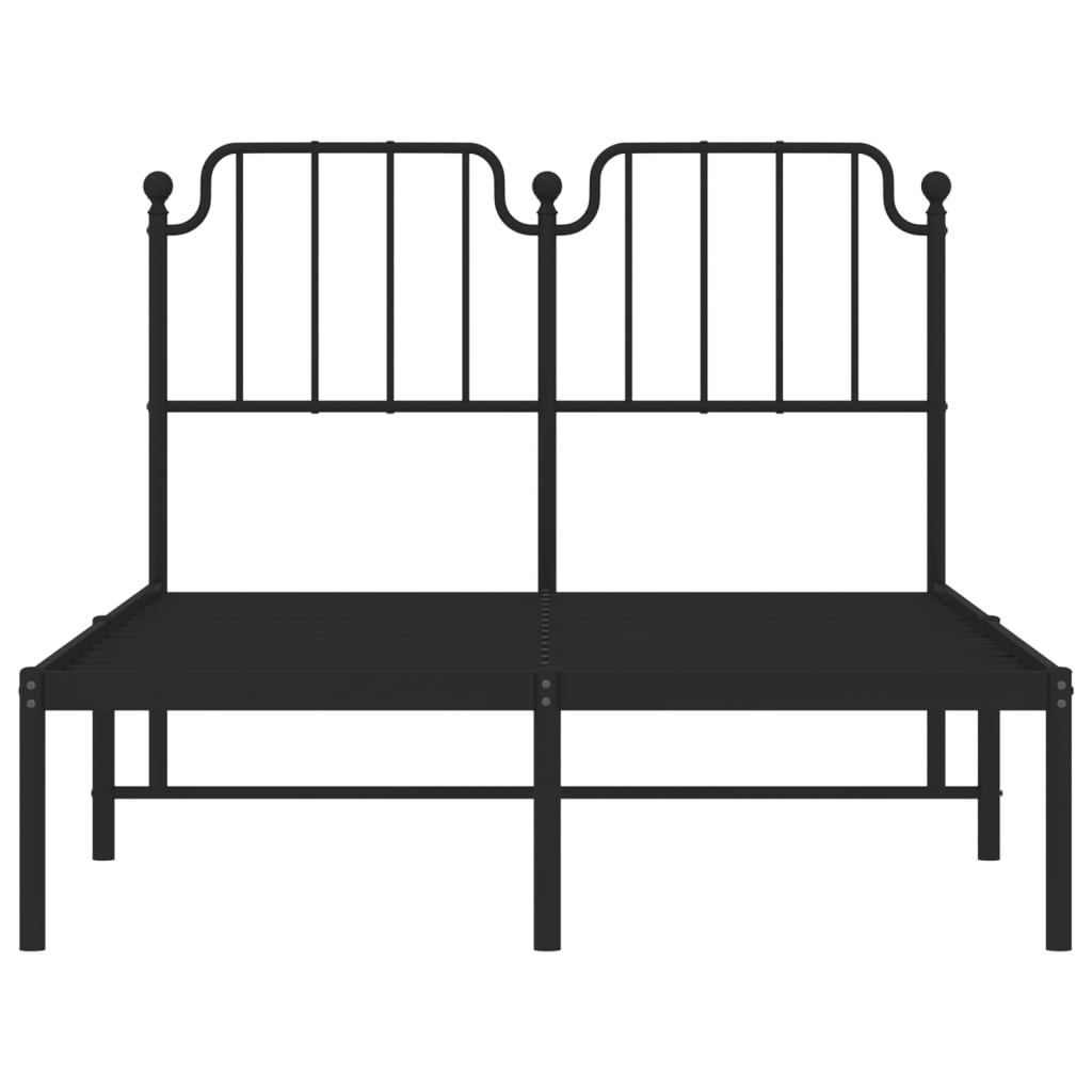 vidaXL Metal Bed Frame without Mattress with Headboard Black 120x190cm 5