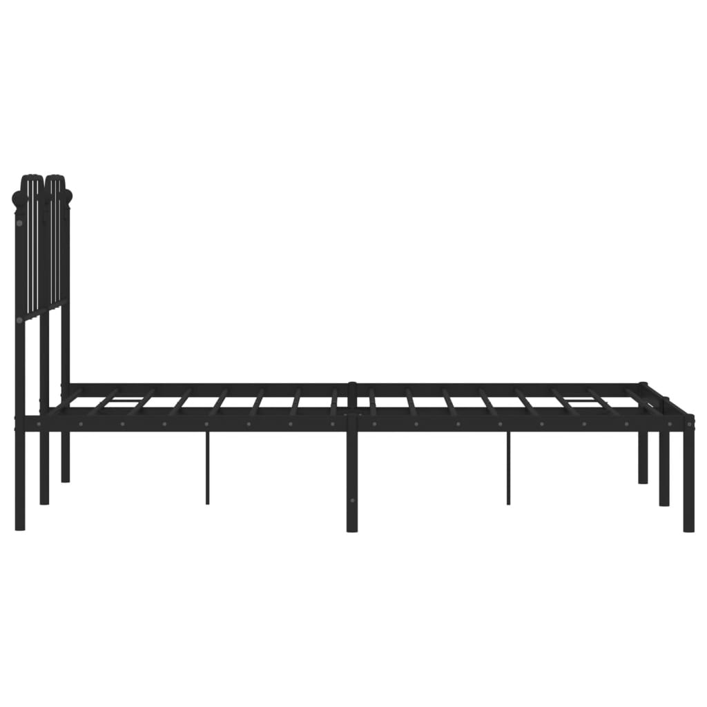 vidaXL Metal Bed Frame without Mattress with Headboard Black 120x190cm 6