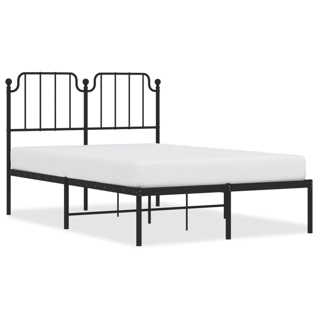 vidaXL Metal Bed Frame without Mattress with Headboard Black 120x200cm 2