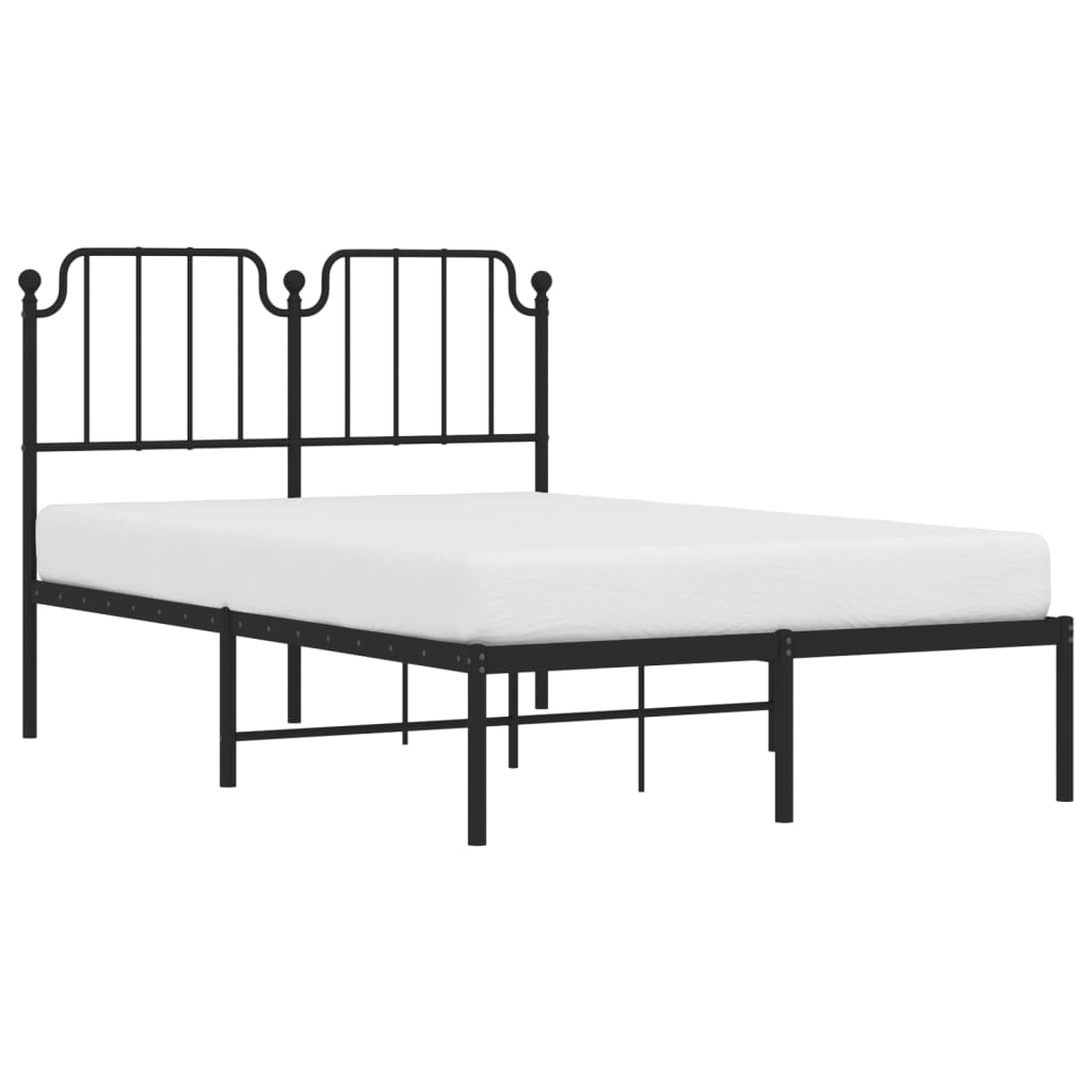 vidaXL Metal Bed Frame without Mattress with Headboard Black 120x200cm 3