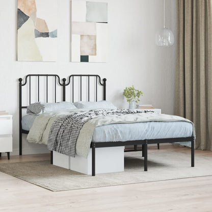 vidaXL Metal Bed Frame without Mattress with Headboard Black 120x200cm 1