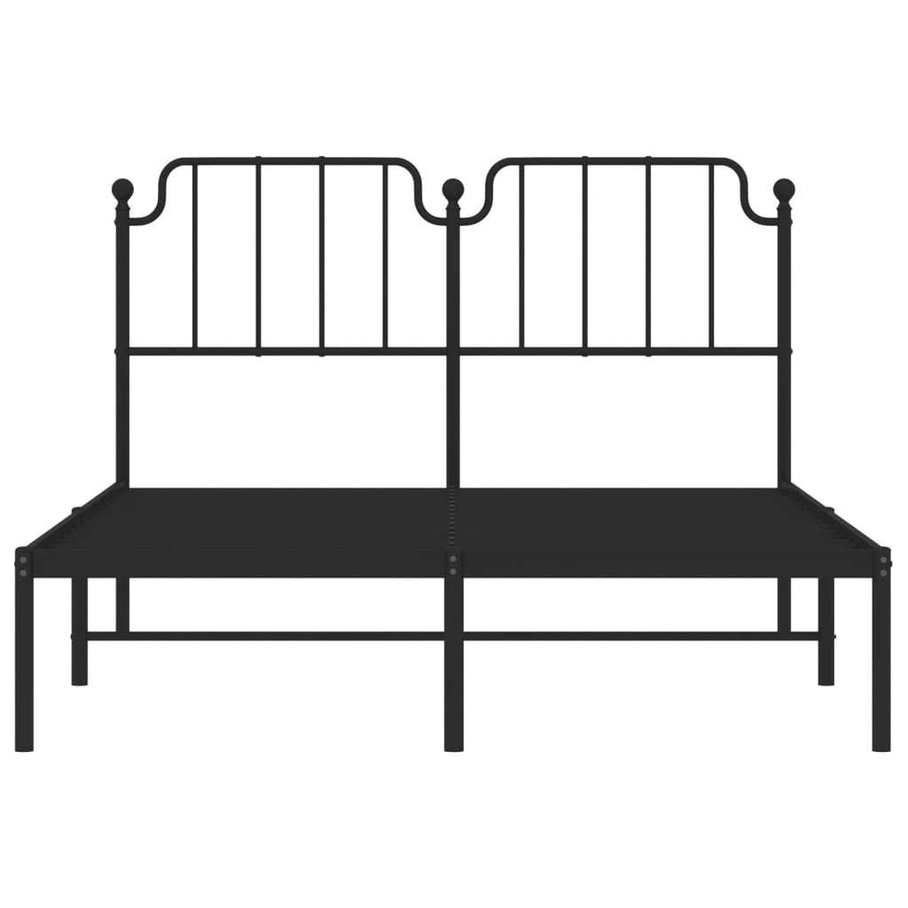 vidaXL Metal Bed Frame without Mattress with Headboard Black 140x190cm 5