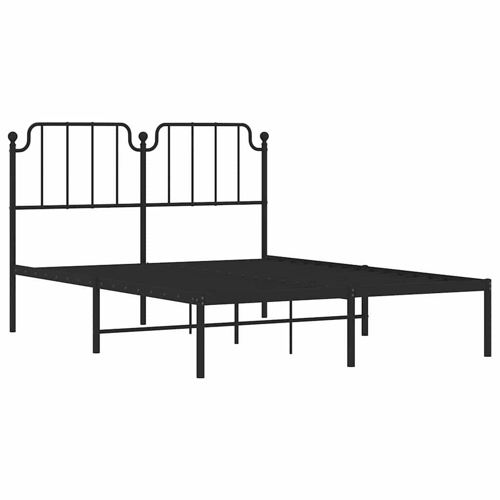 vidaXL Metal Bed Frame without Mattress with Headboard Black 150x200cm 5