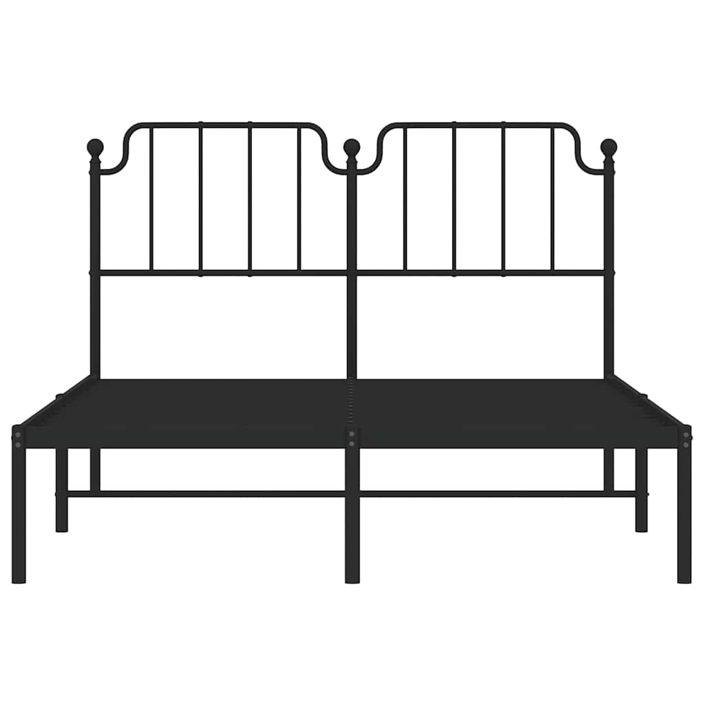 vidaXL Metal Bed Frame without Mattress with Headboard Black 150x200cm 6