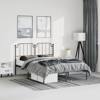 vidaXL Metal Bed Frame without Mattress with Headboard Black 150x200cm 1