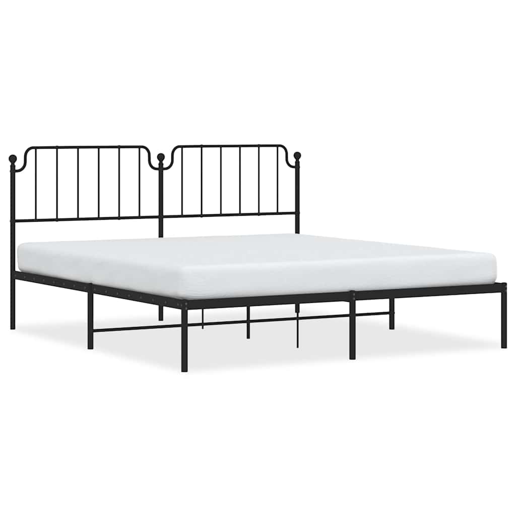 vidaXL Metal Bed Frame without Mattress with Headboard Black 183x213cm 2