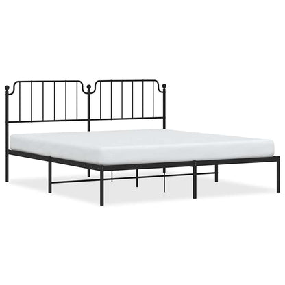 vidaXL Metal Bed Frame without Mattress with Headboard Black 183x213cm 2