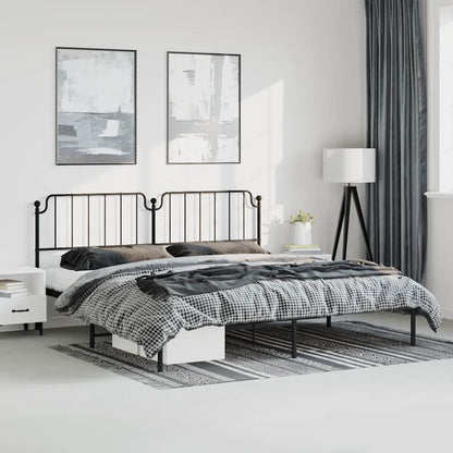vidaXL Metal Bed Frame without Mattress with Headboard Black 183x213cm 1
