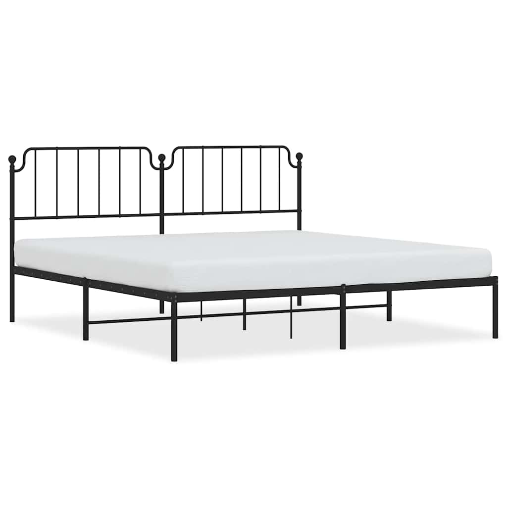 vidaXL Metal Bed Frame without Mattress with Headboard Black 193x203cm 2