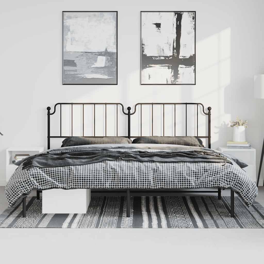 vidaXL Metal Bed Frame without Mattress with Headboard Black 193x203cm 3