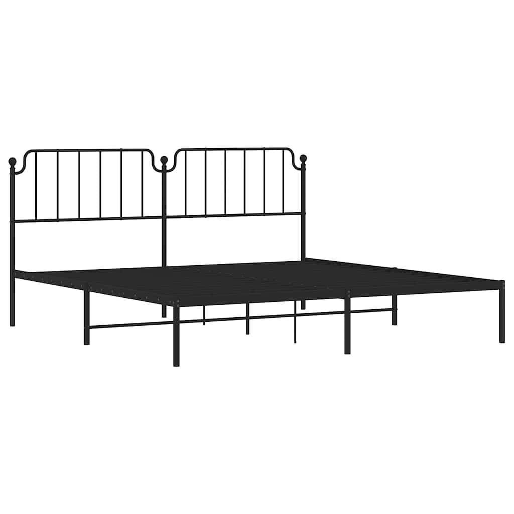 vidaXL Metal Bed Frame without Mattress with Headboard Black 193x203cm 5