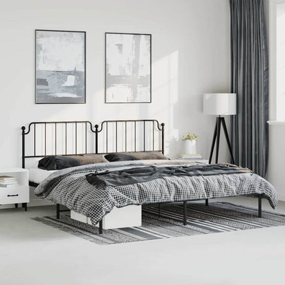 vidaXL Metal Bed Frame without Mattress with Headboard Black 193x203cm 1