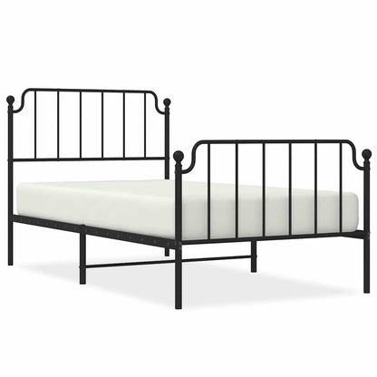 vidaXL Metal Bed Frame without Mattress with Footboard Black 100x200cm 2