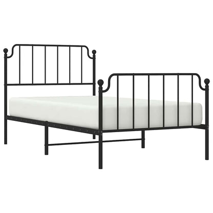 vidaXL Metal Bed Frame without Mattress with Footboard Black 100x200cm 4