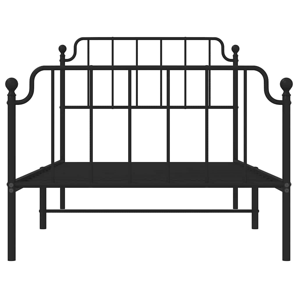 vidaXL Metal Bed Frame without Mattress with Footboard Black 100x200cm 6