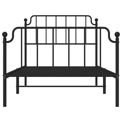 vidaXL Metal Bed Frame without Mattress with Footboard Black 100x200cm 6