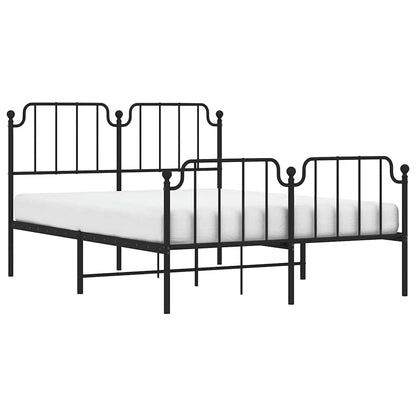 vidaXL Metal Bed Frame without Mattress with Footboard Black 135x190cm 4