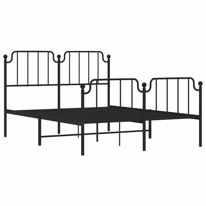vidaXL Metal Bed Frame without Mattress with Footboard Black 135x190cm 5