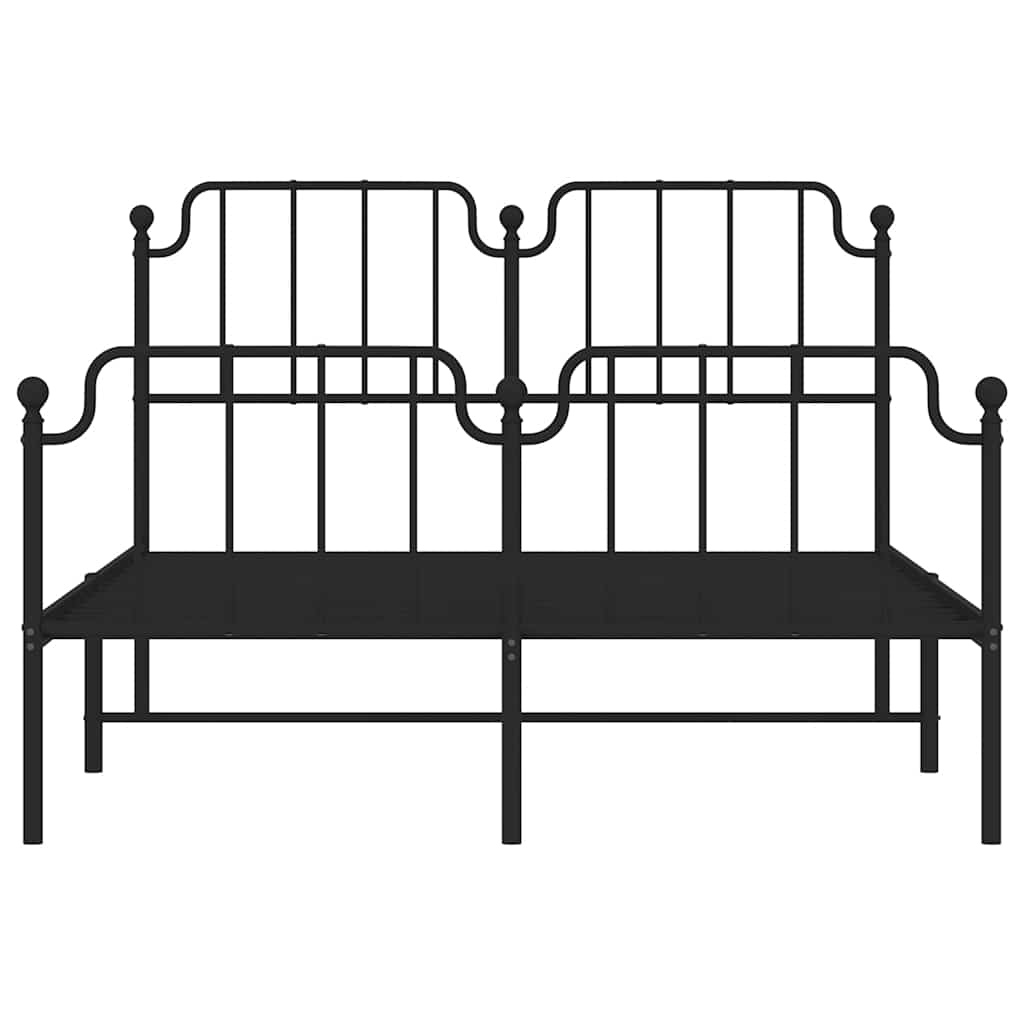 vidaXL Metal Bed Frame without Mattress with Footboard Black 135x190cm 6