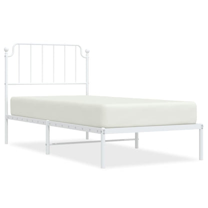 vidaXL Metal Bed Frame without Mattress with Headboard White 90x200cm 2